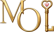 Logo Maison Or Liquide : monogramme MOL doré et clé au cœur